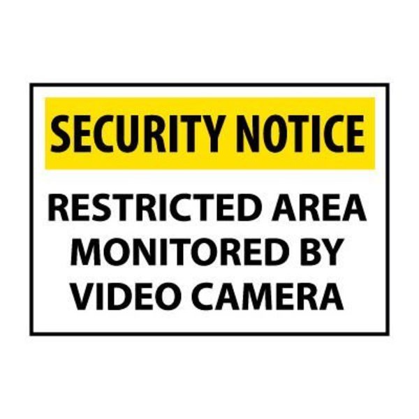 National Marker Co Security Notice Plastic - Restricted Area Monitored By Video Camera SN29RC